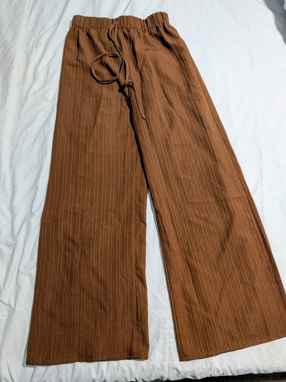 Brown Wide-Leg Drawstring Pants